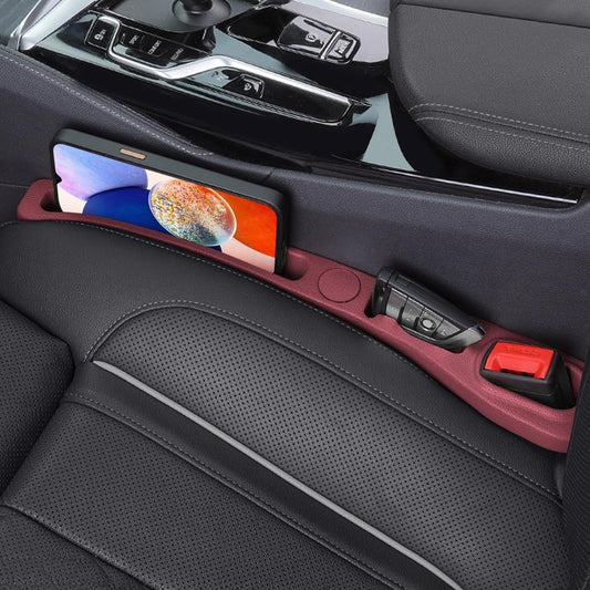 Homaupt Car Seat Gap Filler, 2 Pack PU Leather Fill The Gap Between Seat and Center Console, Seat Crevice Blocker Stop Things from Dropping, Universal Vehicle Interior Accessories Red