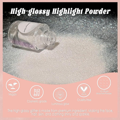 Boko Highlighter Powder Spray, Cosmetic Body Shimmer Spray High Gloss Diamond Highlight Glitter Powder Makeup Sparkle Glitter Hairspray Rave Accessories for Women Face Paint Hair Clothes