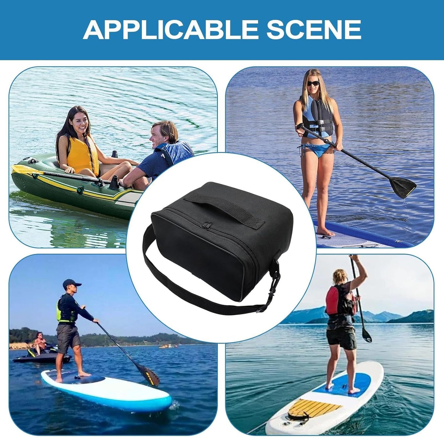 Generico Paddle Board Pump Bag, Electric Air Pump Travel Backpack, Large Capacity Portable Storage Organizer, Adjustable Shoulder Strap Gear Holder for Outdoors, Beach, Paddleboarding, Camping