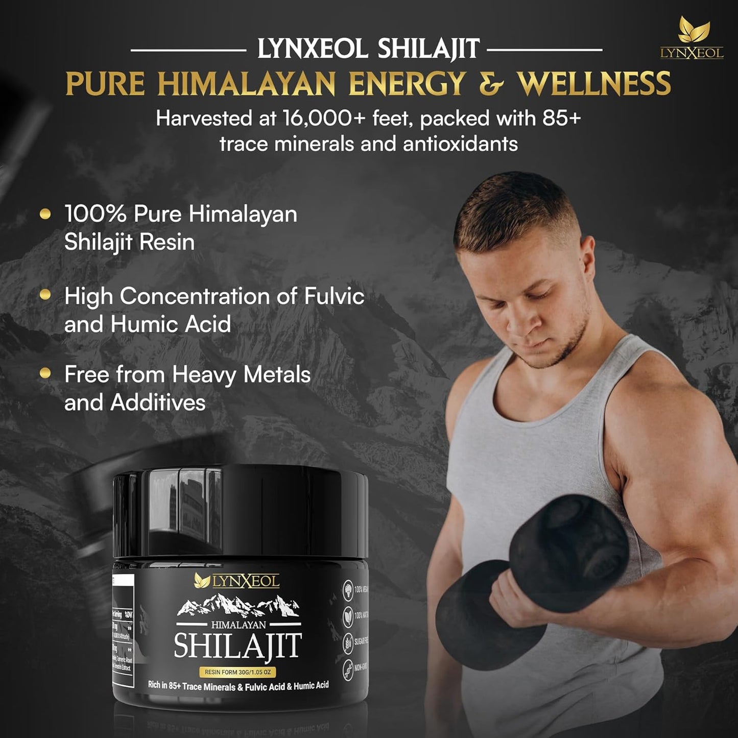 Himalayan Shilajit Resin 30g - Pure Organic Shilajit for Men & Women, Lab Tested, Rich in 85+ Trace Minerals - Fulvic & Humic Acid, Natural Energy & Muscle Support, Vitality & Wellness Supplement