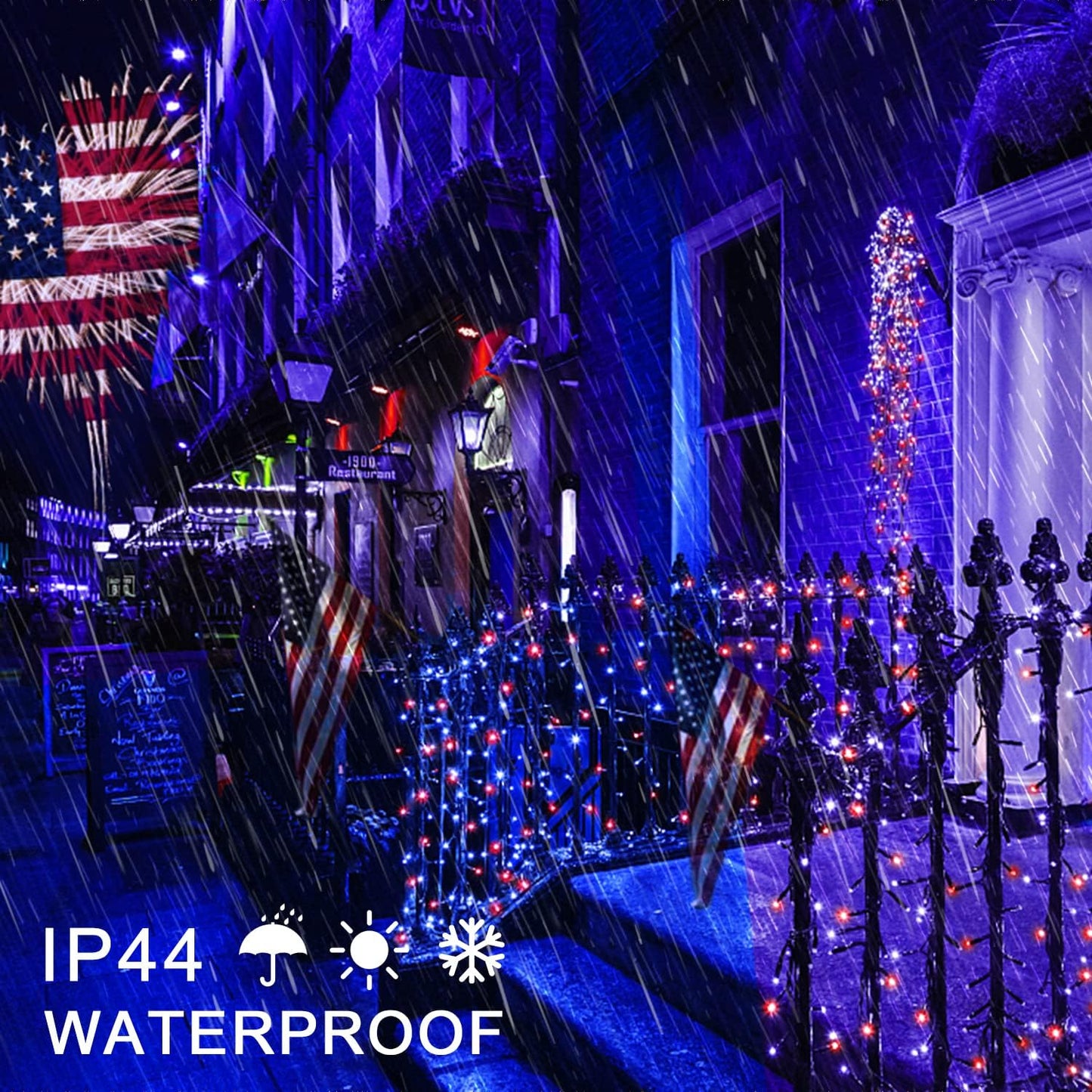 JMEXSUSS 250 LED Red White and Blue Lights for 4th of July Decorations - 91.5ft Connectable Patriotic Lights Outdoor Waterproof with 8 Modes for Home Yard Patio Party Decor
