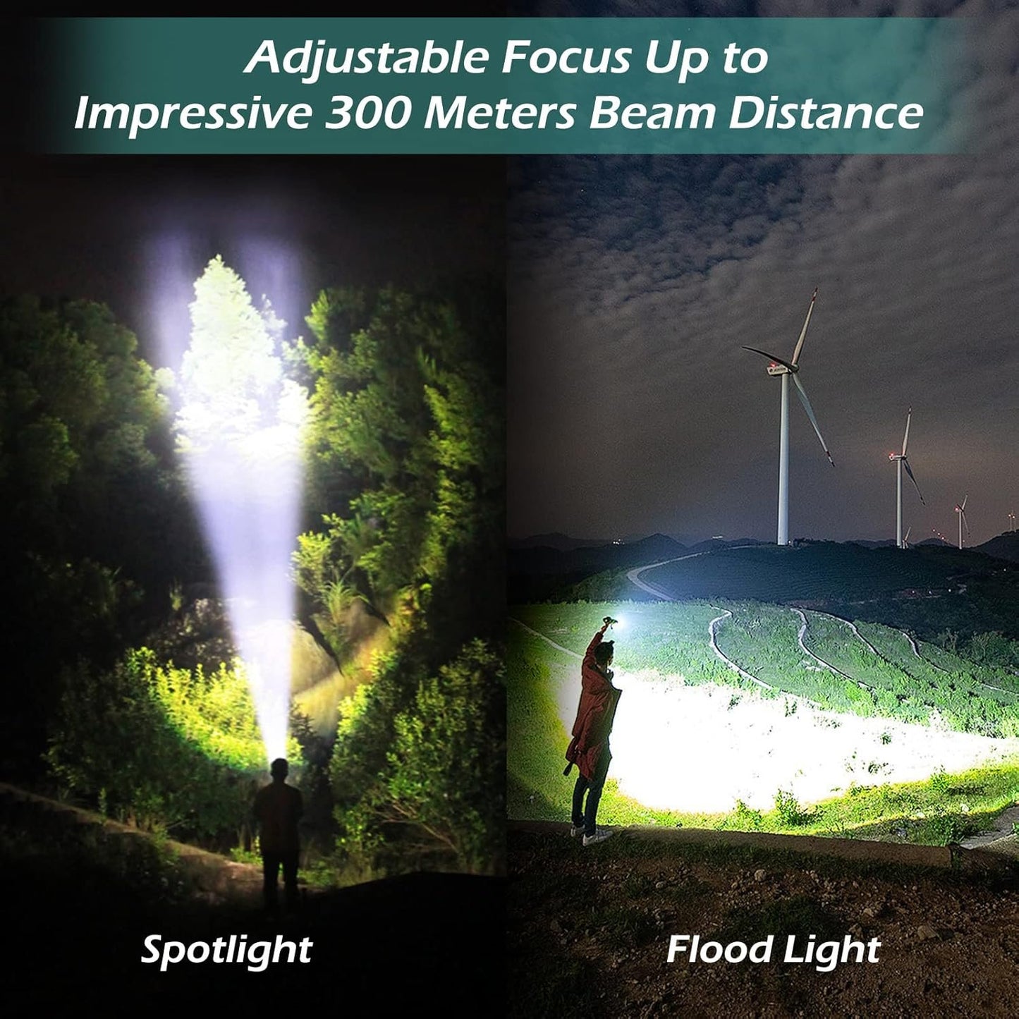 GeeRic LED Tactical Flashlight, 2 Pack Handheld Flashlights 3 Modes, Zoomable Adjustable Lightweight Pocket Size Bright Flashlights, Emergency Rechargeable LED Flashlight, Survival Flashlights, Black