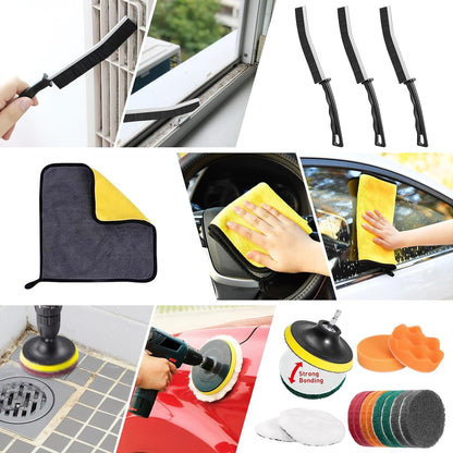 CIRULLI 27 Pieces Rotary Cleaning Brush, Electric Cleaning Brush, Wheel Brush Kit for Drills, Rims, Corners, Brushes for Kitchen, Bathroom and Car, Yellow