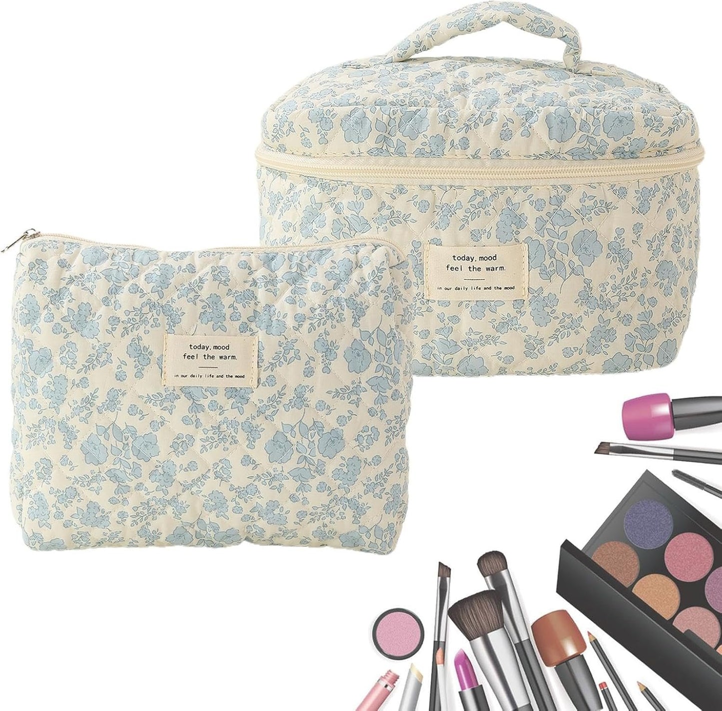 Travel Toiletry Bag - Hygiene Bag, Travel Toiletry Bag Organiser, 2 Piece Large Capacity Cosmetic Bag with Zipper, Portable Care Bag for Holiday, Toiletry Bag in Travel Bag, Orchid On White