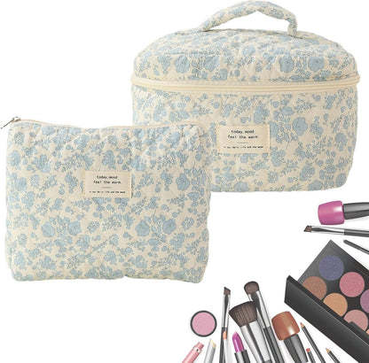 Travel Toiletry Bag - Hygiene Bag, Travel Toiletry Bag Organiser, 2 Piece Large Capacity Cosmetic Bag with Zipper, Portable Care Bag for Holiday, Toiletry Bag in Travel Bag, Orchid On White