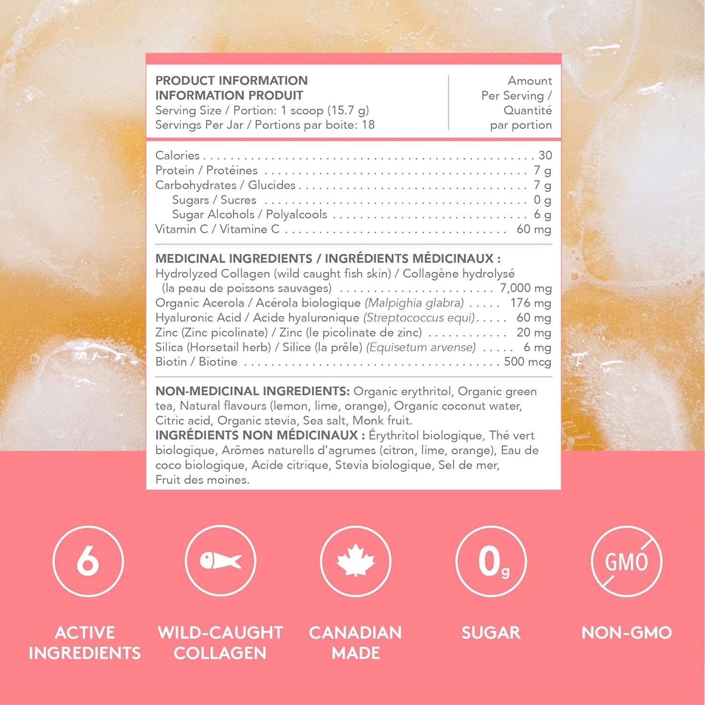 Sproos Beauty Collagen | Hydrolyzed Collagen Powder + Biotin, HA, Zinc | Enhanced Collagen Peptides Powder, Citrus Green Tea Flavour, Tub, 283g
