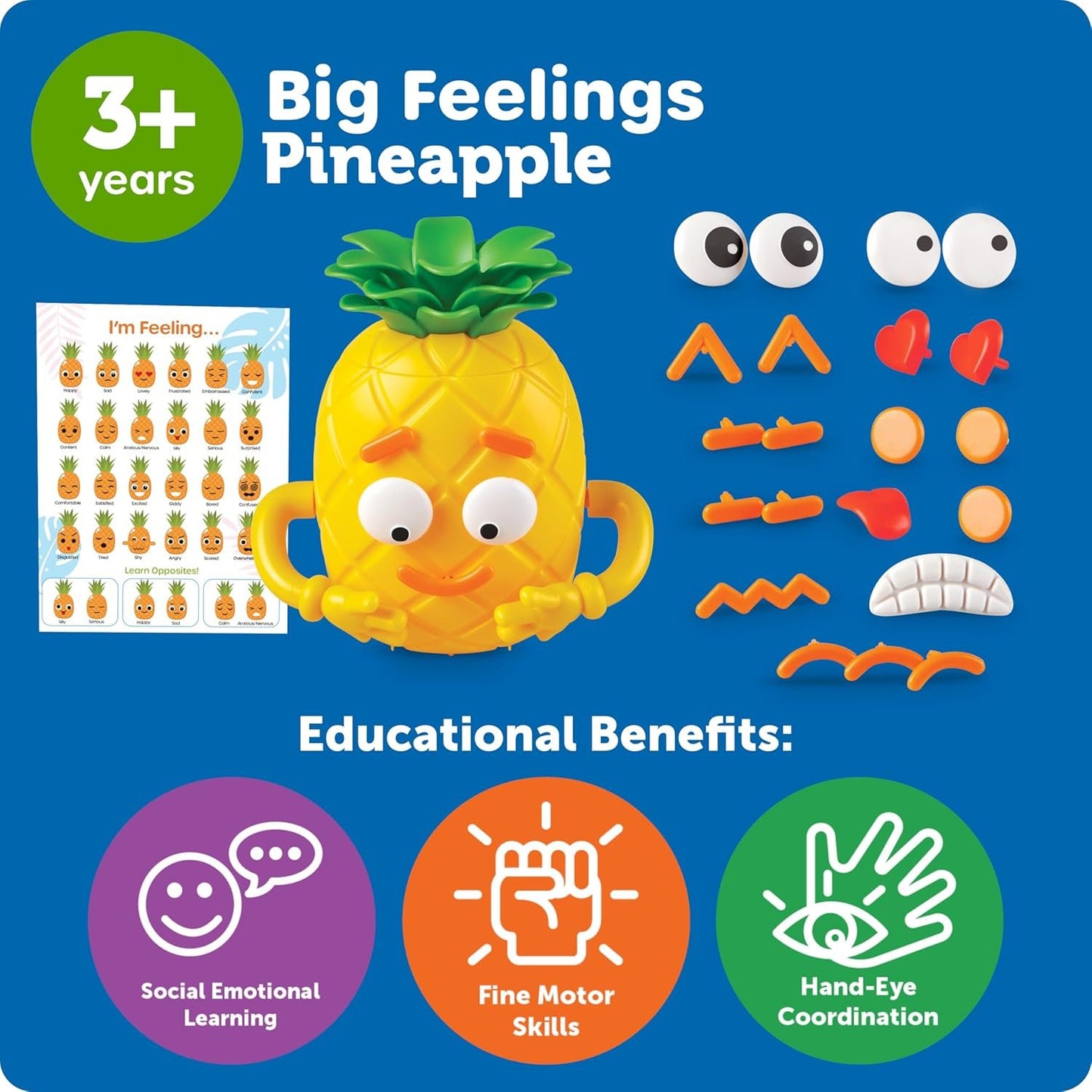 Learning Resources Big Feelings Pineapple, Social Emotional Toy, Creative Play, Body Awareness, for Kids, Ages 3+