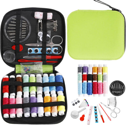JUNING Sewing Kit with Case Portable Sewing Supplies for Home Traveler, Adults, Beginner, Emergency, Kids Contains Thread, Scissors, Needles,Measuring Tape