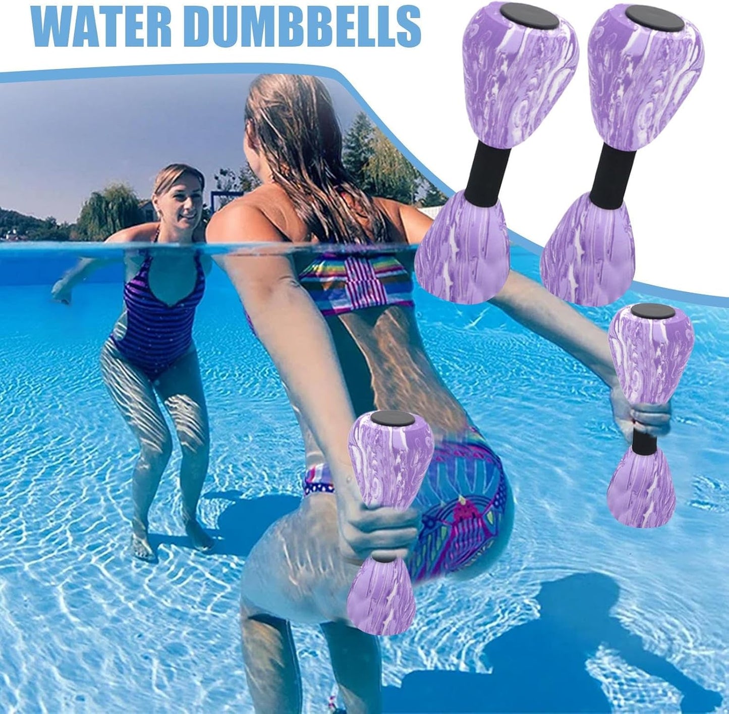 Aquatic Dumbbells Water Weights, Pool Exercise Equipment, 3,54 pollici Adorable Compact Resistance Pool Equipment, Aerobic Workout Gear for Training, Palestra, Swimming
