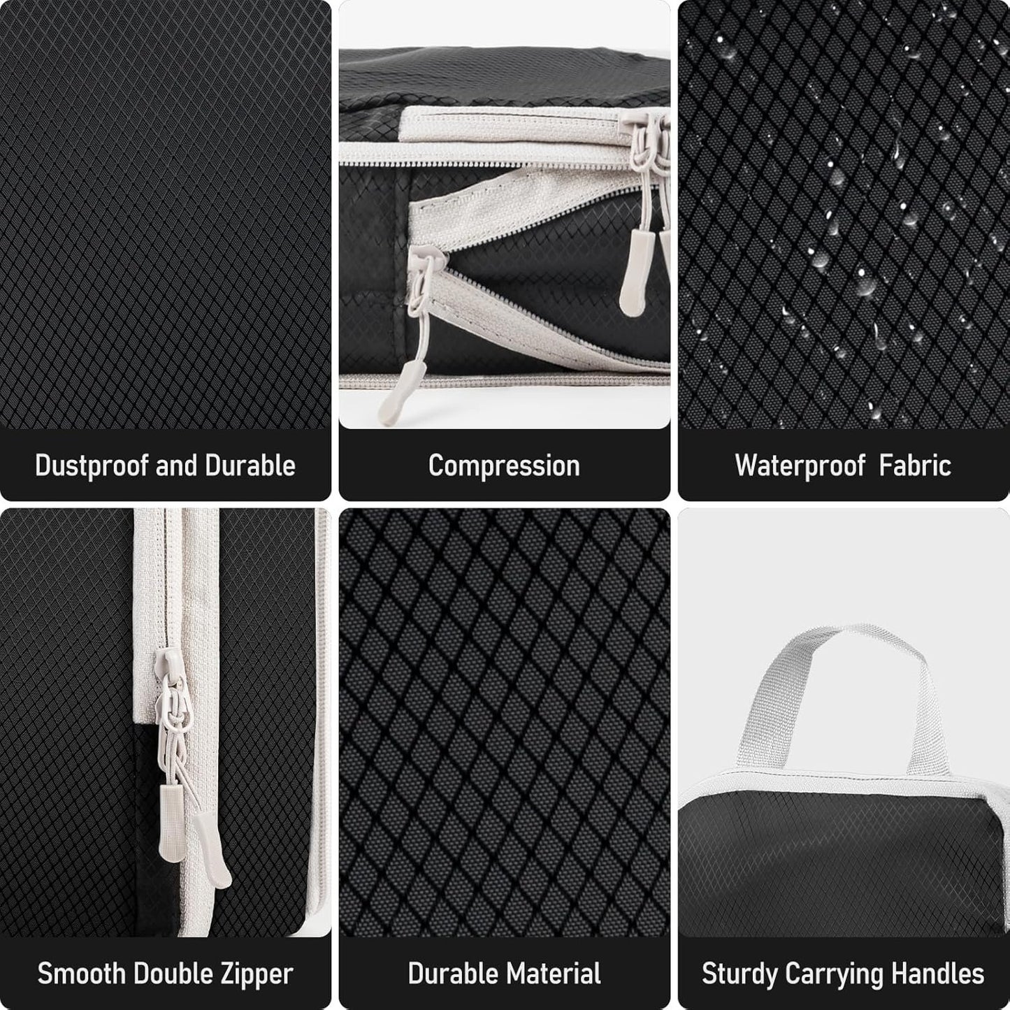 Compression Packing Cubes 5 Set Travel Luggage Packing Organizer Bag Expandable Travel Organizer Cubes For Carry On Luggage Suitcase Compressible Travel Essentials Accessories for Women Men Black
