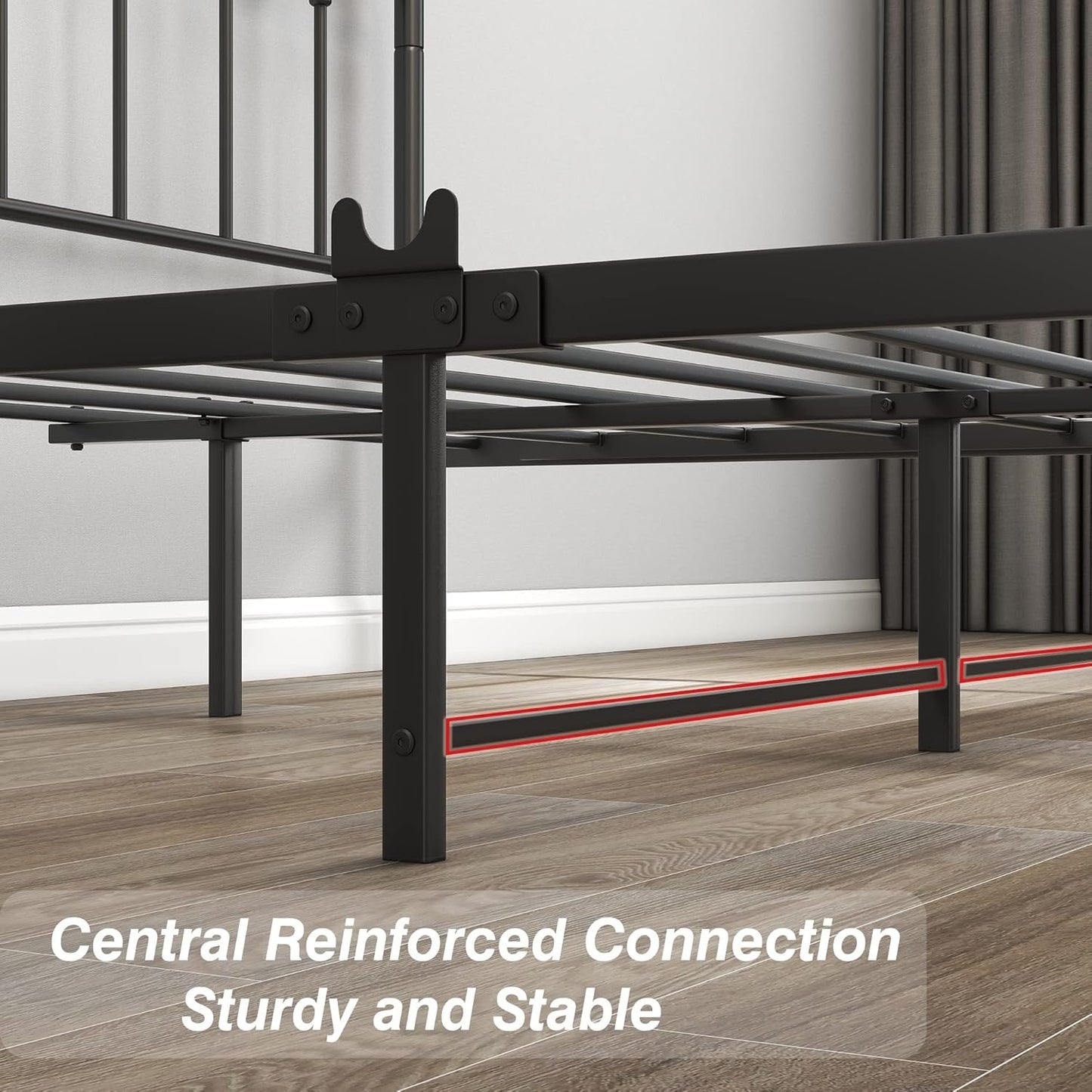 DUMEE Full Bed Frame with Headboard and Footboard Metal Platform Bed Frame Full Size Bed Slats Support No Box Spring Needed,Textured Black