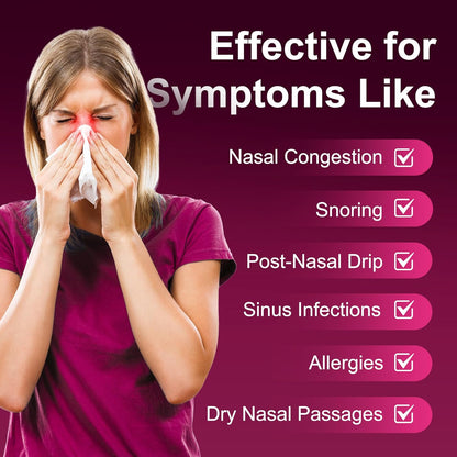 Neti Pot Sinus Rinse Bottle Nose Wash Cleaner Pressure Rinse Nasal Irrigation for Adult & Kid BPA Free 300 ML with 30 Nasal Wash Salt Packets and...