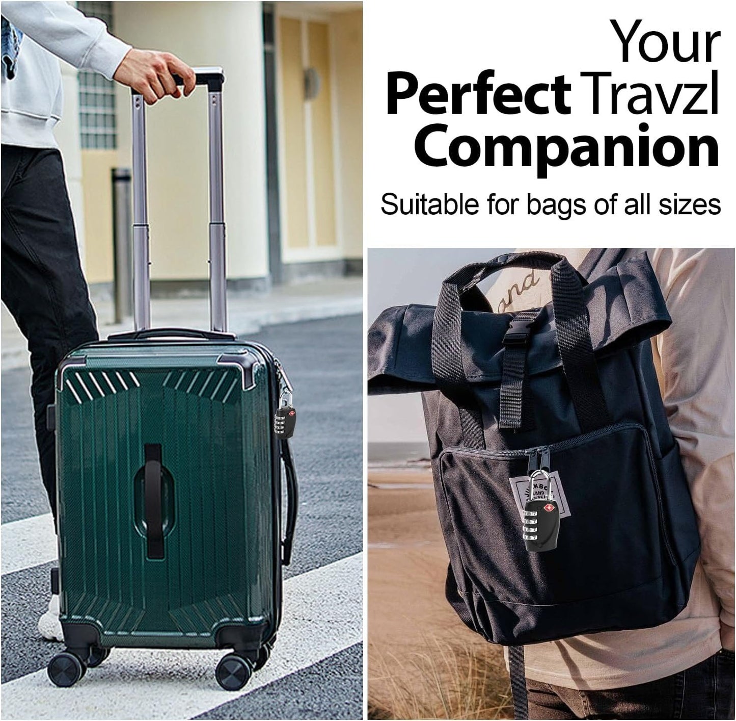 TSA Approved Luggage Combination Locks, T Tersely 4 Digit Combination Padlock with Alloy Body TSA Lock for Travel Bag, Suit Case, Lockers, Gym, Bike Locks or Other (4-Pack)