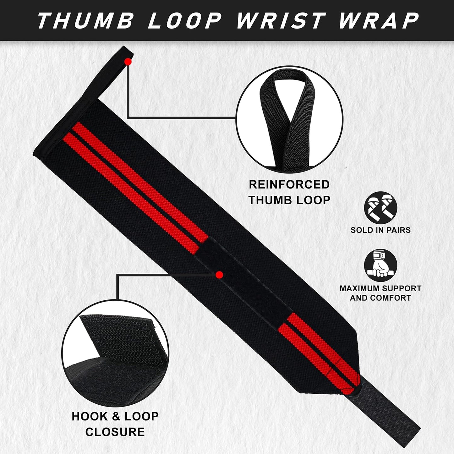Passion Sports Weightlifting Wrist Wraps - Premium Supportive Gear for Enhanced Performance and Injury Prevention - Adjustable Straps for Powerlifting, Gym Workouts, and Crossfit