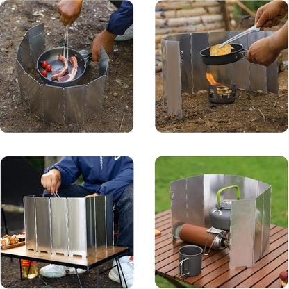 10 Plates Ultralight Folding Camp Stove Windscreen Portable Camping Stove Windshield for Use with Alcohol Stoves and Other Backpacking Stoves,Must for Outdoor Travel
