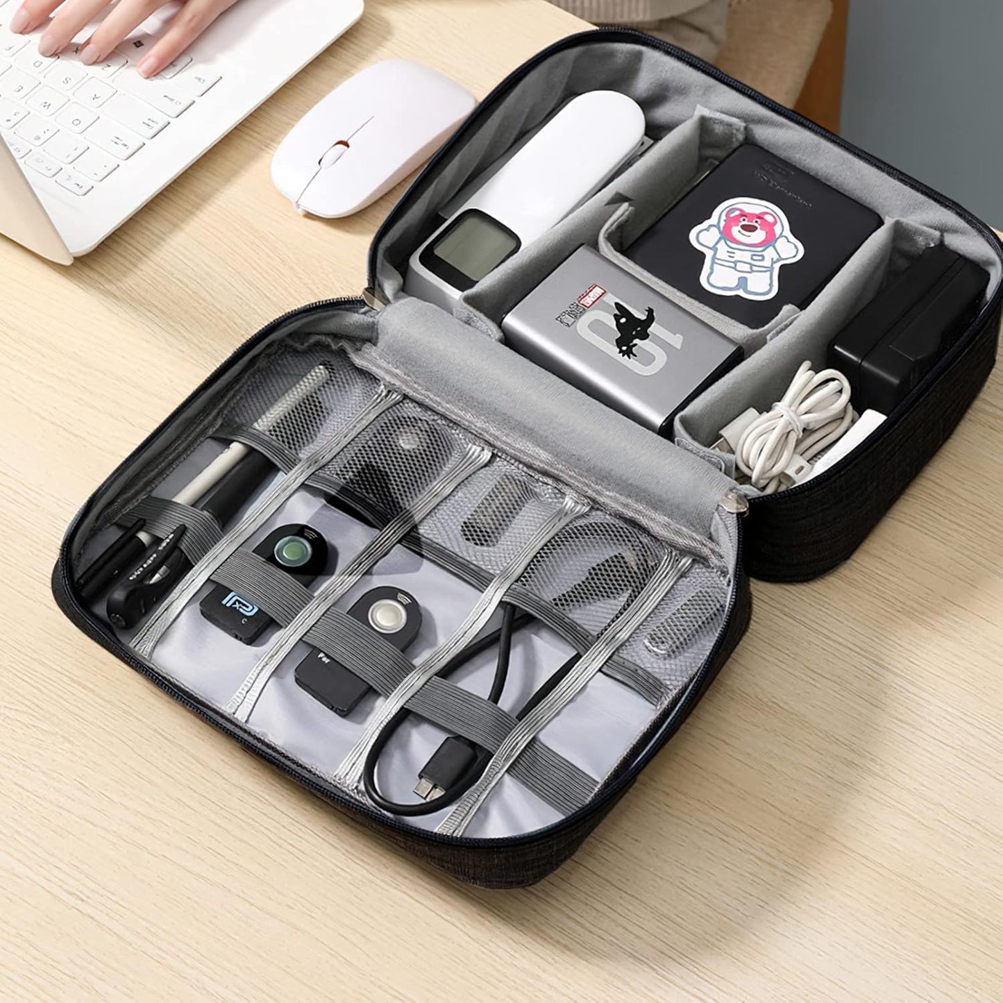 AiQInu Cable Organizer Travel Bag Organizer Cable Organizer Water Resistant Portable Cable Organizer for Charger, USB Stick, Headset, Power Bank, Hard Disk, SD Card