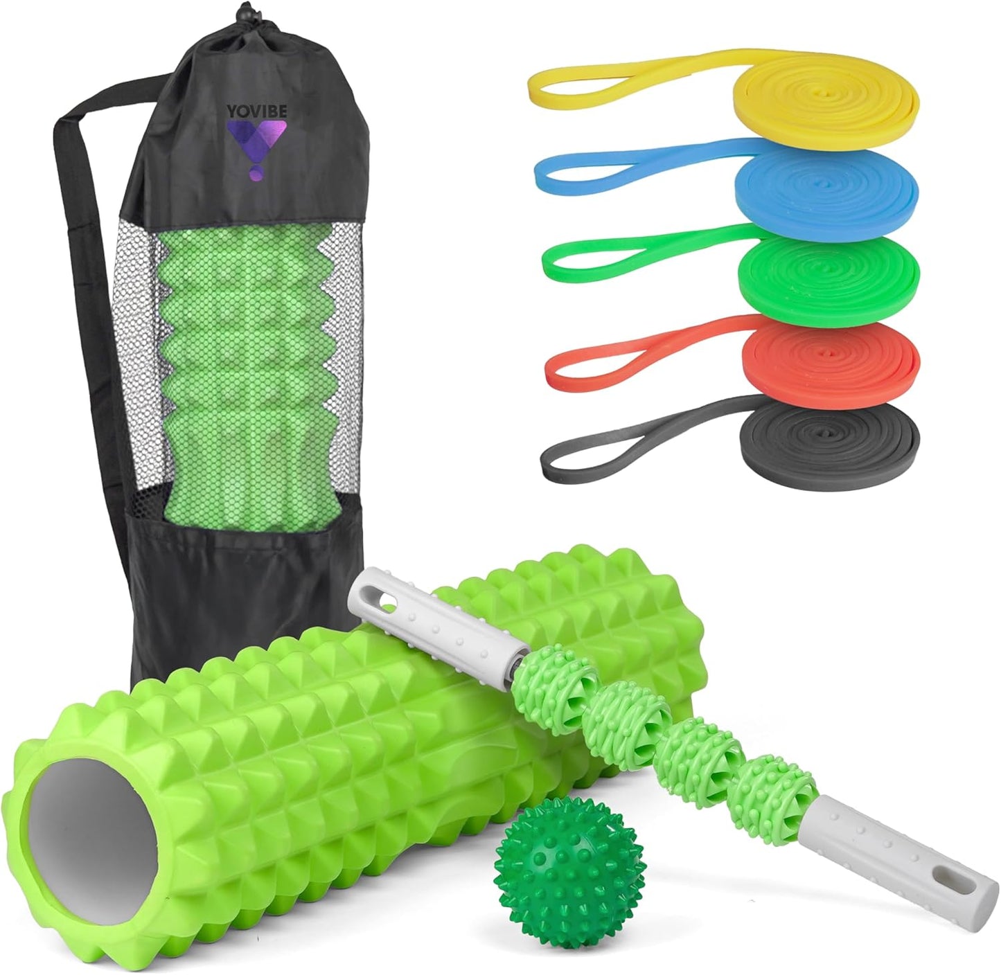 Foam Roller Kit for Muscle Self-Massage – Muscle Massage Roller – Exercises Roller Pilates (Green)