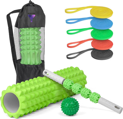 Foam Roller Kit for Muscle Self-Massage – Muscle Massage Roller – Exercises Roller Pilates (Green)