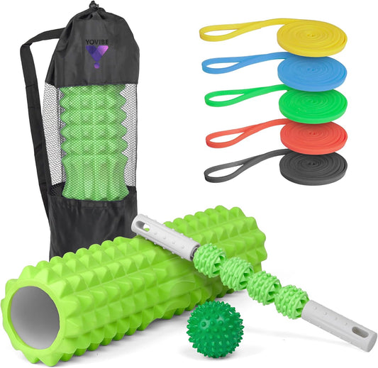 Foam Roller Kit for Muscle Self-Massage – Muscle Massage Roller – Exercises Roller Pilates (Green)