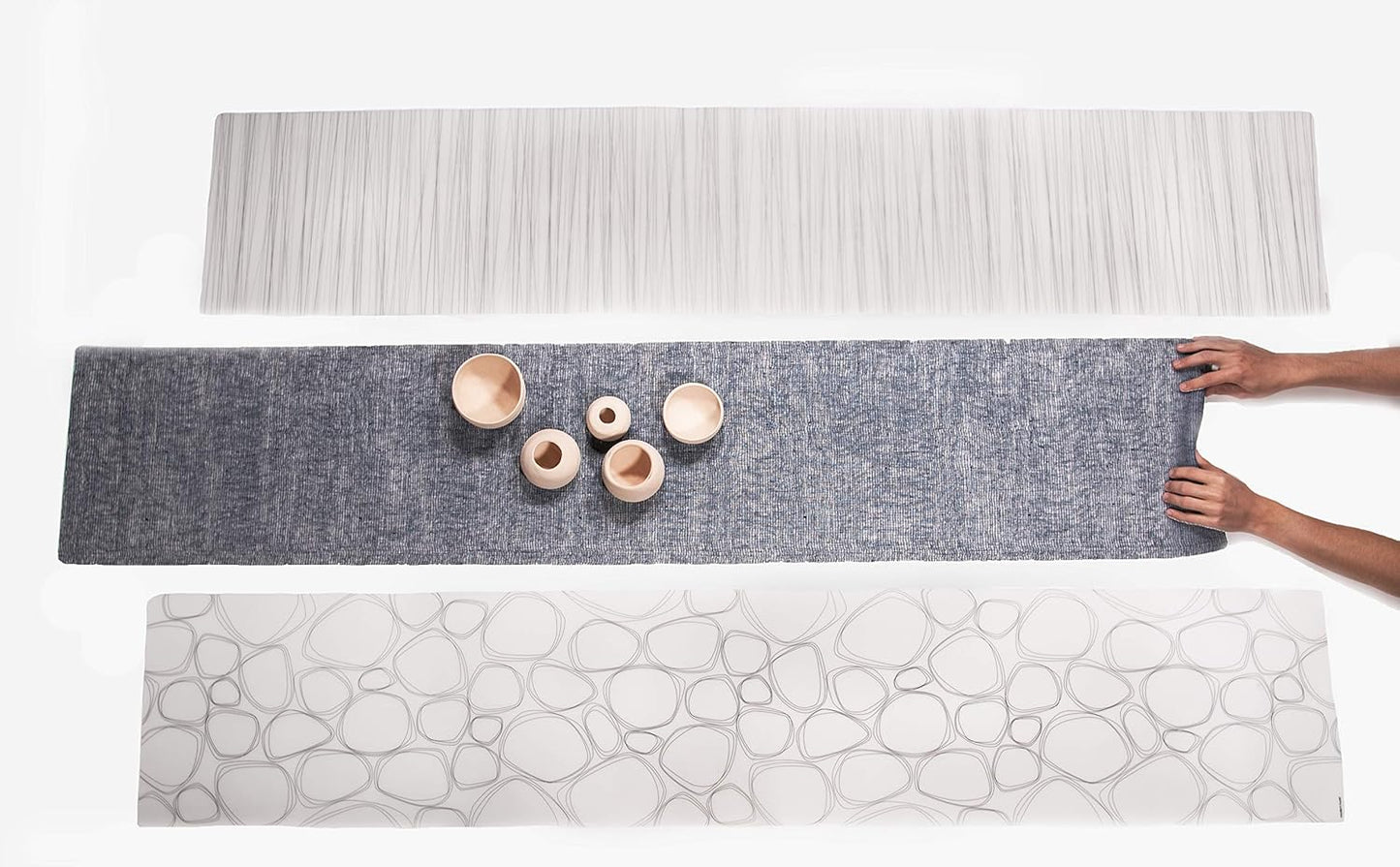 modern-twist Linen Print 100% Plastic Free Silicone Tabletop, Dining, Decoration, Modern Design, Table Runner, Chocolate