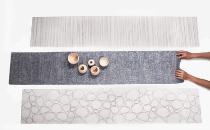 modern-twist Linen Print 100% Plastic Free Silicone Tabletop, Dining, Decoration, Modern Design, Table Runner, Chocolate