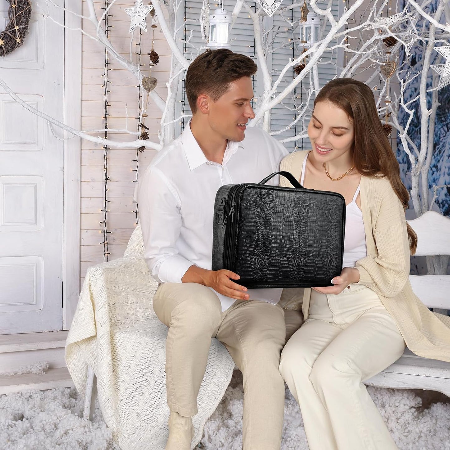 Professional Makeup Bag Large Women's Beauty Case Cosmetic Bag Makeup Bag Makeup Case, Black