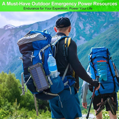 Solar Powered Charger | 20000mAh Portable Solar Fast Charger - Waterproof Battery Pack with Flashlight Survival Gear for Hiking, Explorer & Cell Phone