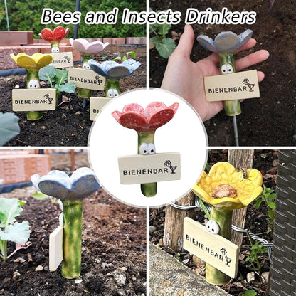 Insect Drinkers–Fascinating Drinkers for Wild Bees and Insects, Flower Shaped Bee Drinking Station Feeding, Insect Watering Cups, Butterfly Water Feeder, for Outdoor Garden Yard Decor (2PC)