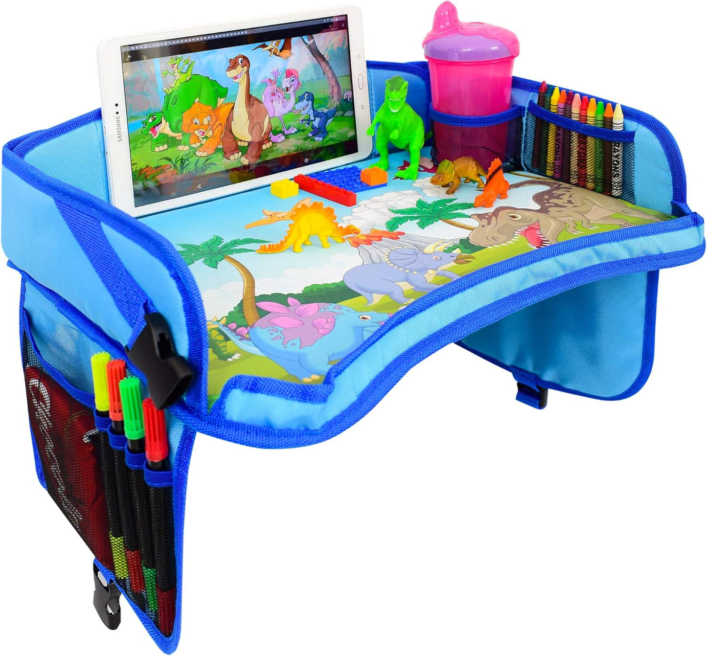 EcoZen Lifestyle Kids Travel Tray - Car Seat Tray Keeps Kids Entertained, Anti-Bacteria Coating, Universal Fit, Black