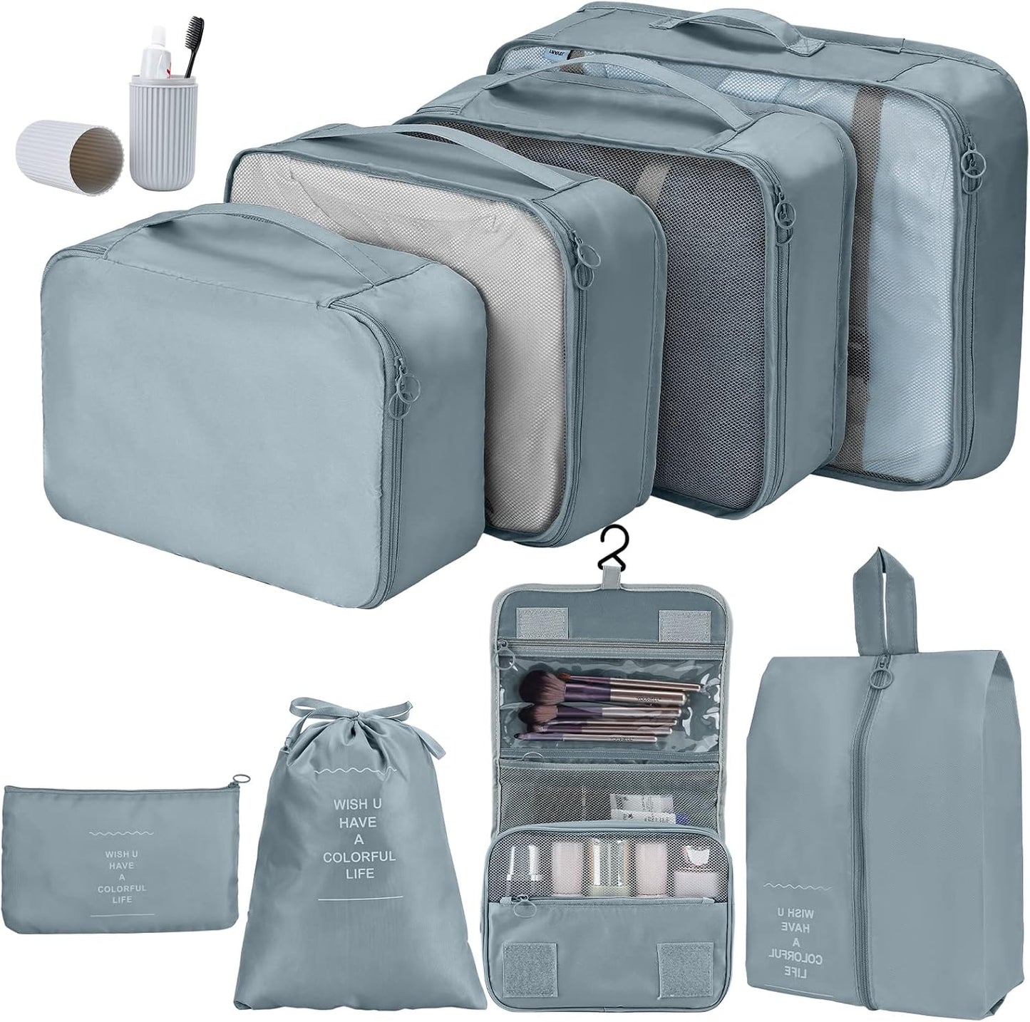 Joyoldelf Suitcase Organizer 9 Pieces Set, Packing Cubes for Packing Cube, Waterproof Travel Luggage Travel Organizer Set