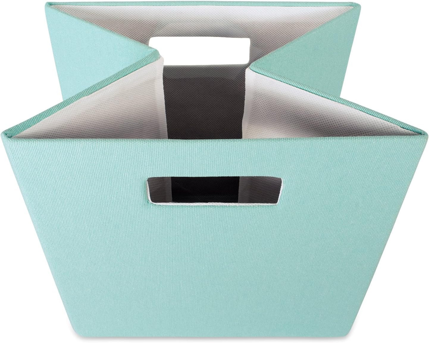 DII Hard Sided Collapsible Fabric Storage Container for Nursery, Offices, & Home Organization, (11x11x11)-Solid Aqua