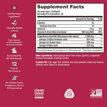 HUM Arctic Repair - Anti-Aging Supplement - Vitamins A & E Rejuvenate Skin Hydration - Omega 3, 6 & 9 with Lingonberry Seed Oil to Help Diminish Appearance of Wrinkles (90 Vegan Softgels)