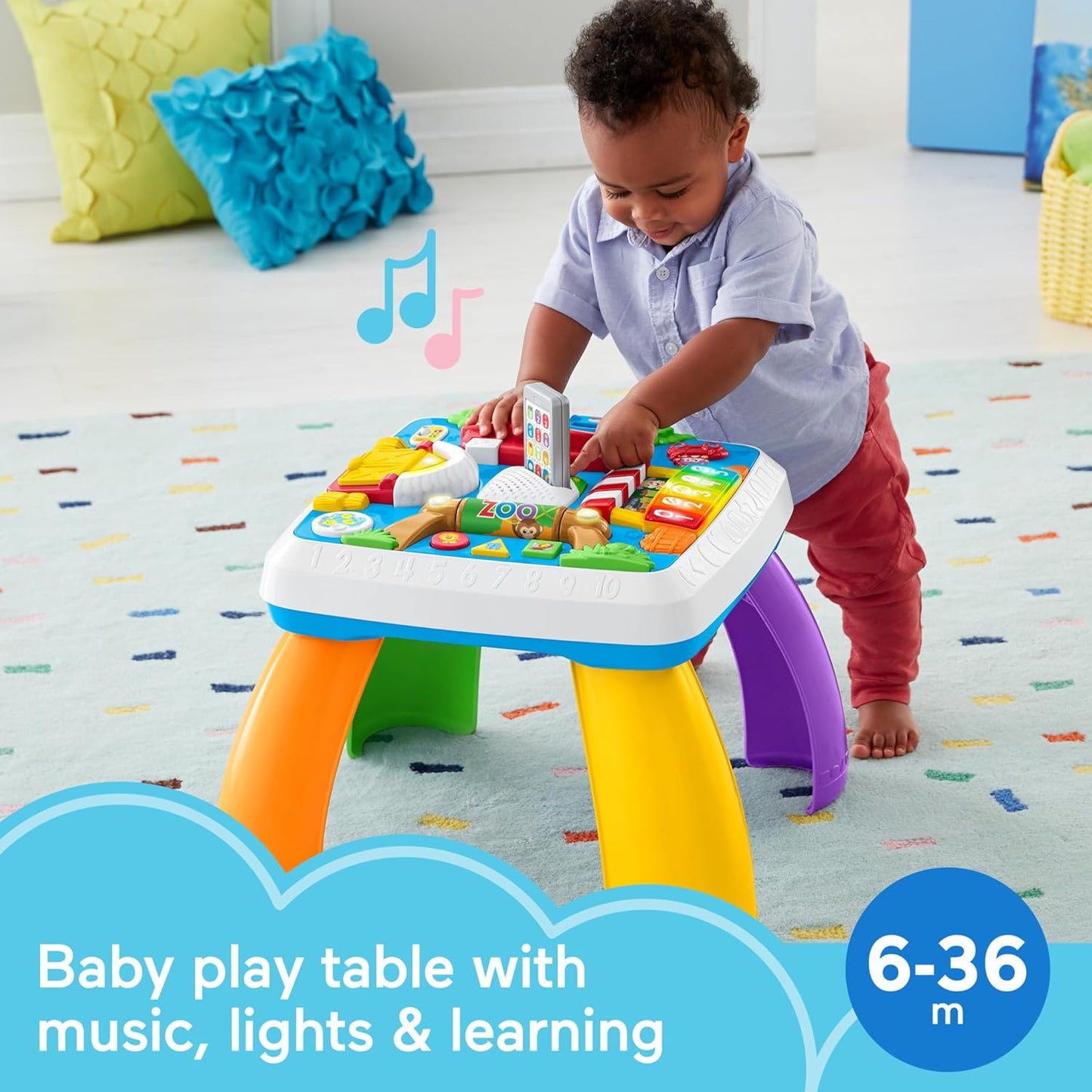Fisher-Price Laugh & Learn Around the Town Learning Table, interactive play center with Smart Stages learning content for infants and toddlers ages 6 months & up