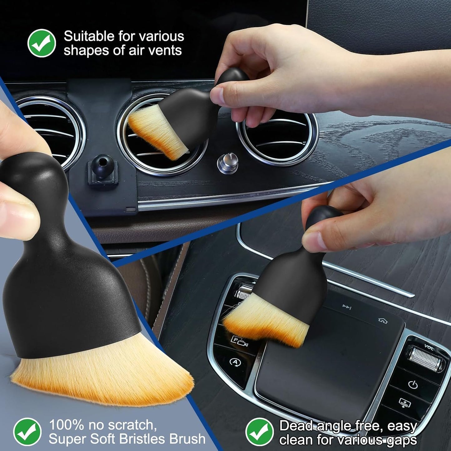 Car Detailing Brushes Duster Cleaning Kits, Soft Hair Dashboard Air Vent Crevice Dusting Detail Cleaner Interior Accessories Tools for Decoration,Automotive,Truck,SUV,RV