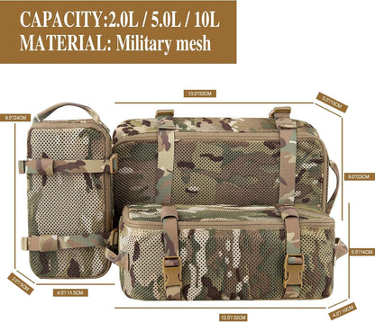 PETAC GEAR 3 PCS Tactical Modular Packing Cubes, Large Capacity Mesh Storage Bag,Outdoor Travel Organize Storage Pouches Bags., camouflage, Large, Quick Dry Mesh