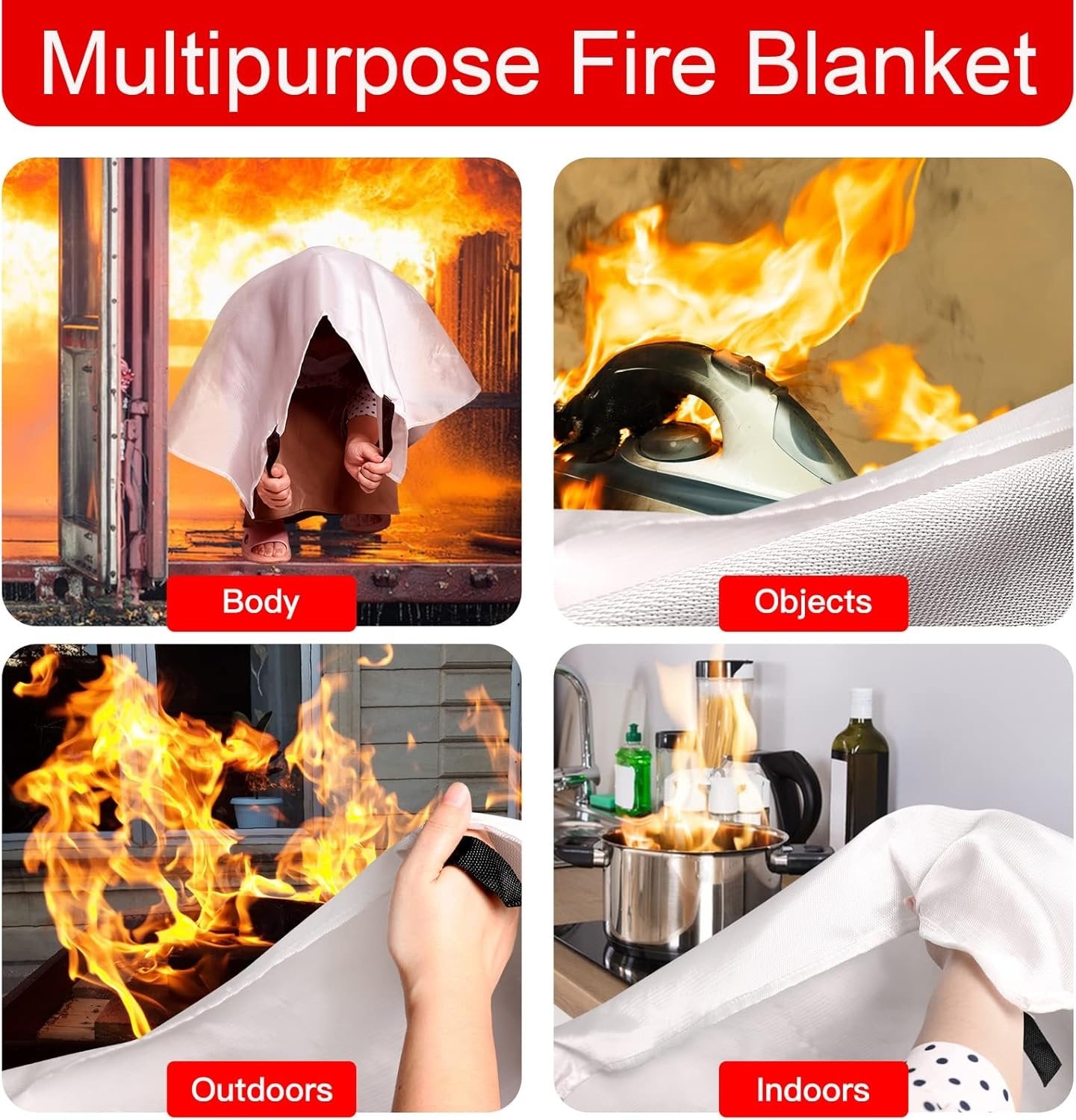 Emergency Fire Blanket for Home and Kitchen - 3.3ft x 3.3ft Fire Extinguishers for The House Prepared Fire Blankets Emergency for Home Hero Fireproof Fire Retardant Blankets Grease Spray Smother