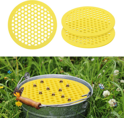 Floating Bee Watering Station, 7.87 Inch EVA Foam Bee Feeder, 2 Pack Yellow Pollinator Water Disk