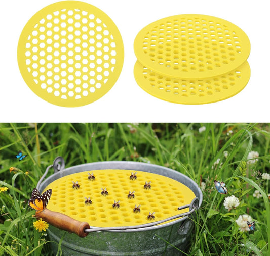 Floating Bee Watering Station, 7.87 Inch EVA Foam Bee Feeder, 2 Pack Yellow Pollinator Water Disk