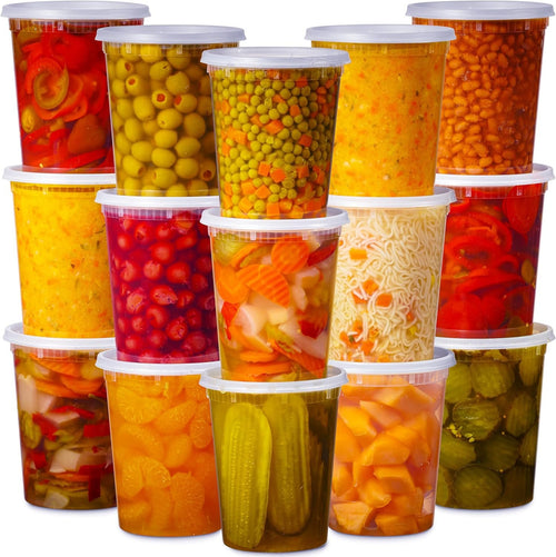 Munfix Deli Food Containers with Lids - (24 Pack) 24-32 Oz Quart Size for Takeout Meal Prep Storage, BPA-Free, Dishwasher, Microwave Safe