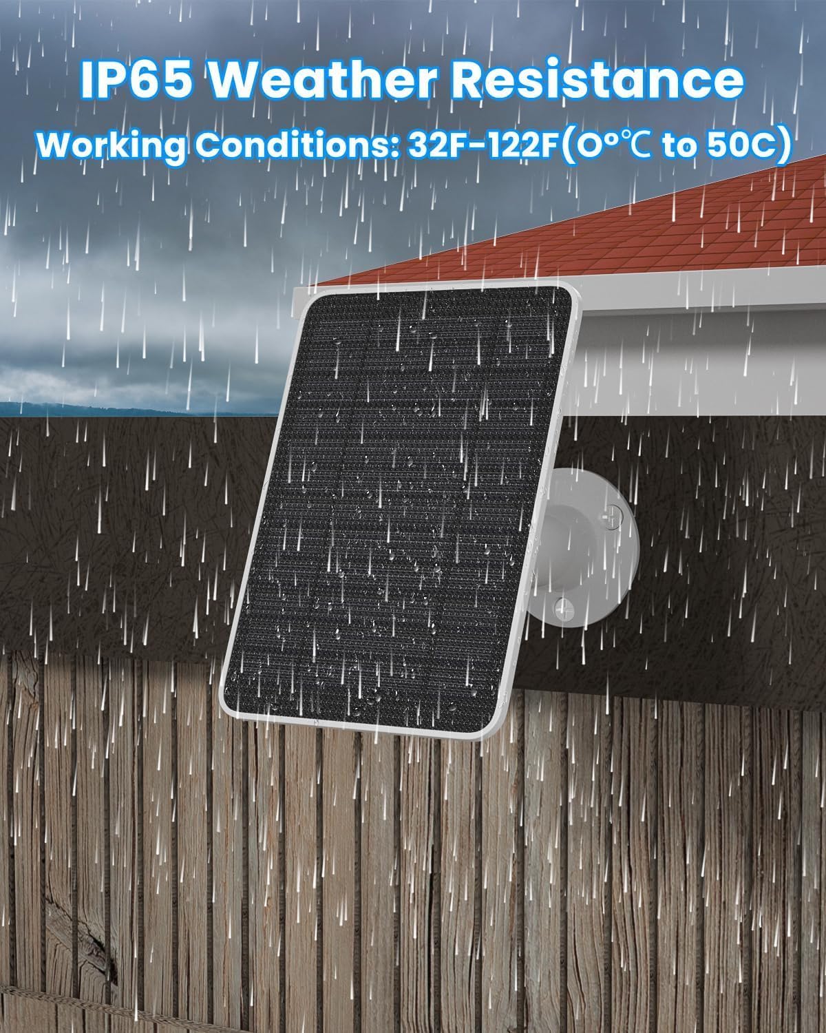 Solar Panel Charger Compatible with Arlo Essential 2K Outdoor(2nd Gen)/Essential XL Camera(2nd Gen)/Essential Spotlight, 5W Solar Panel with IP65 Waterproof 10ft Micro USB-C Cable (2 Pack)