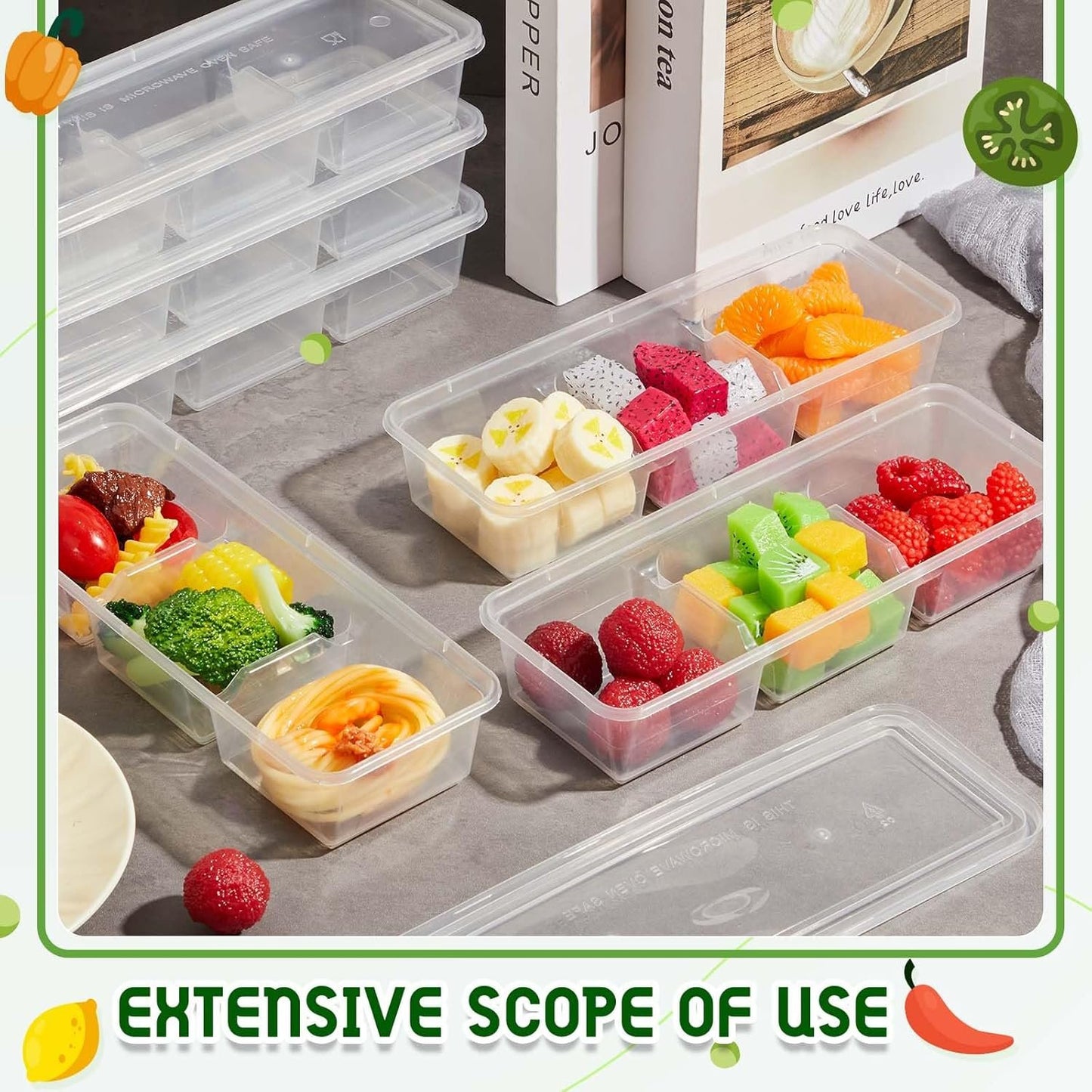 Hushee 10 Pack 17 oz Clear Small Meal Prep Containers 3 Compartments with Lids Disposable Plastic Bento Boxes Travel Lunch Food Boxes Reusable Stackable for Office Picnic
