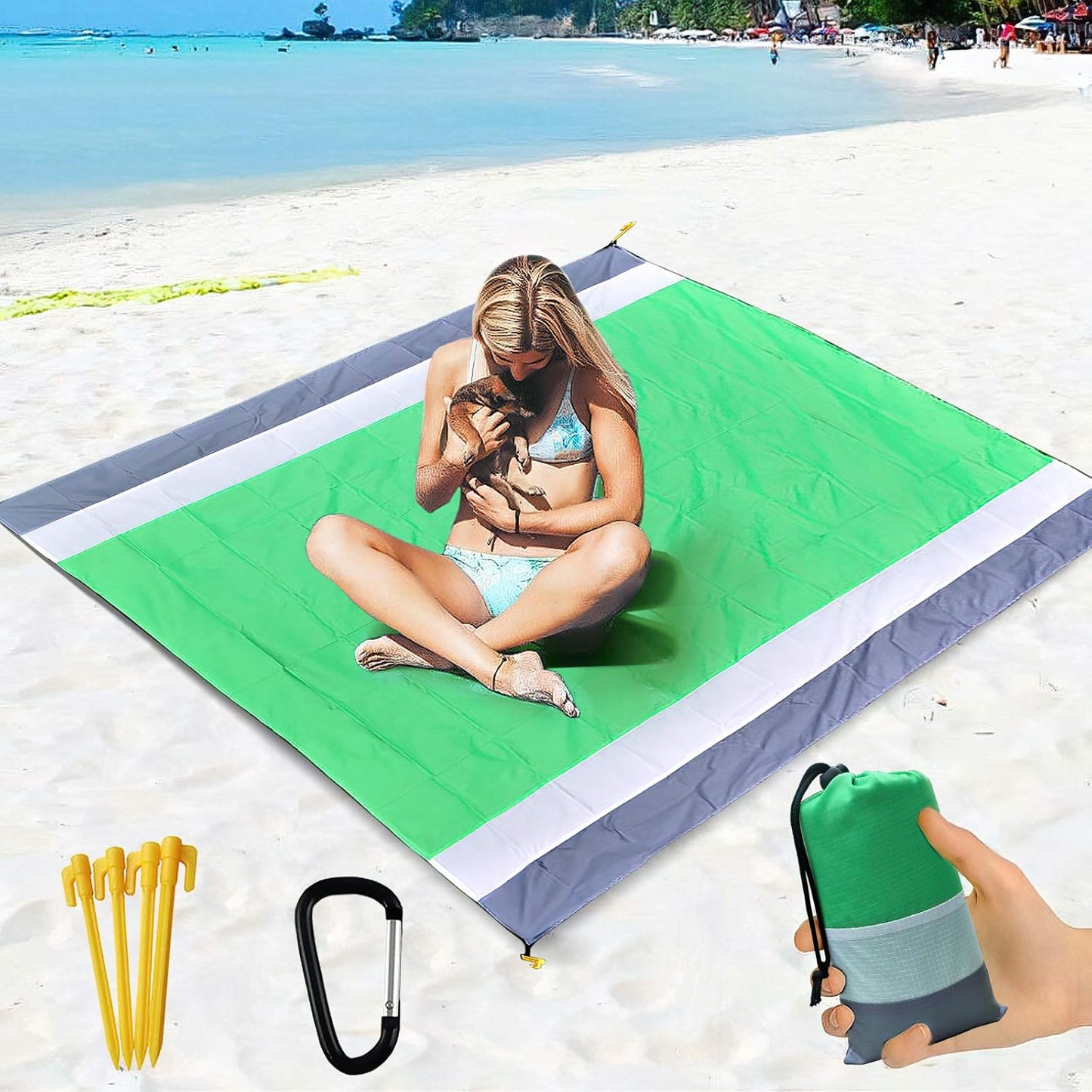 Sand Free Beach Blanket, Extra Large Waterproof Beach Mat-Lightweight Quick Drying Heat Resistant Outdoor Picnic mat for Travel, Camping, Hiking and Music Festivals