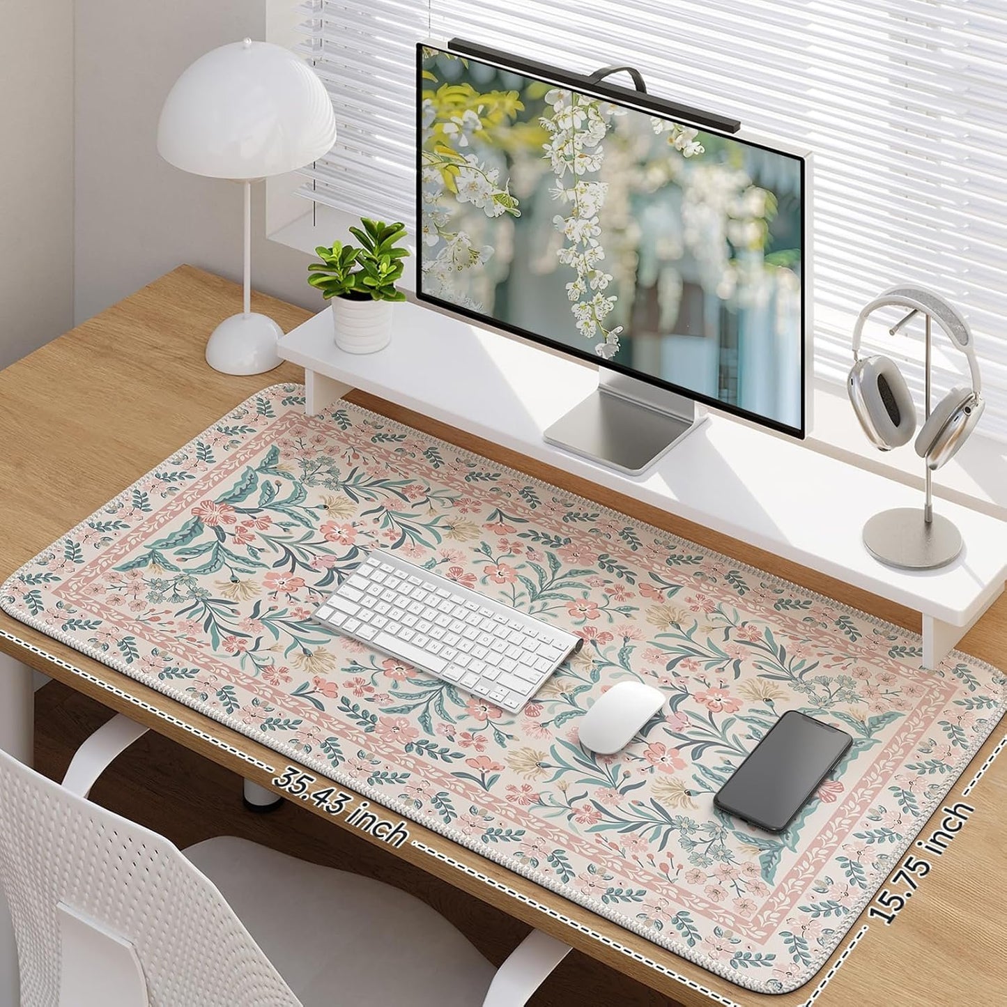 iCasso Desk Matt for Desktop, Black Desk Mat, Cute Desk Pad Mat, XXL Large Mouse Pad for Desk, Anti-Slip Big Mousepad with Stitched Edges, Keyboard Pad Mouse Mat for Computer (Pink)