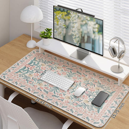 iCasso Desk Matt for Desktop, Black Desk Mat, Cute Desk Pad Mat, XXL Large Mouse Pad for Desk, Anti-Slip Big Mousepad with Stitched Edges, Keyboard Pad Mouse Mat for Computer (Pink)