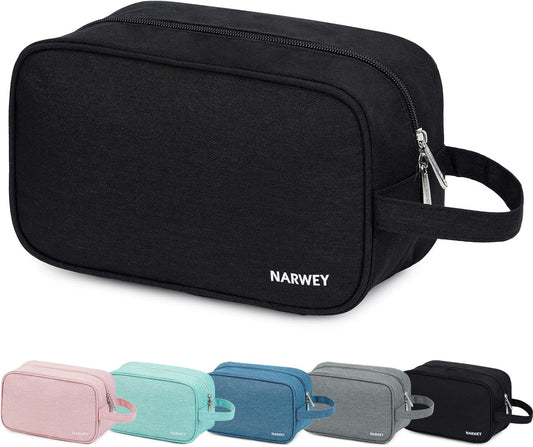 Narwey Travel Toiletry Bag for Men and Women Traveling Dopp Kit Shaving Bag for Toiletries Accessories (Black)