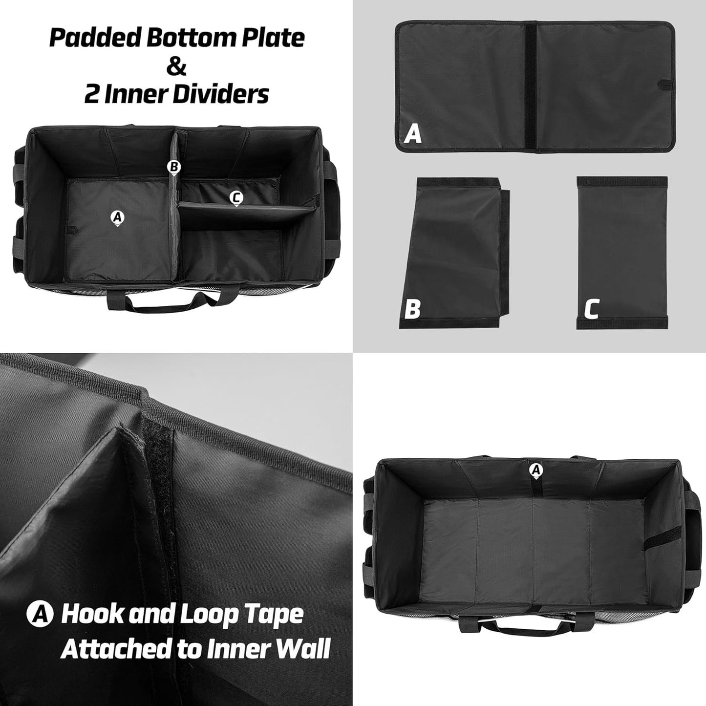 GRAOSO Front Trunk Organizer with Cooler Bag Compatible with Tesla Model 3 / Model Y, Frunk Storage Bag Collapsible with Multi-Compartment for Trip Accessories, Tools, Food and Drink, Black