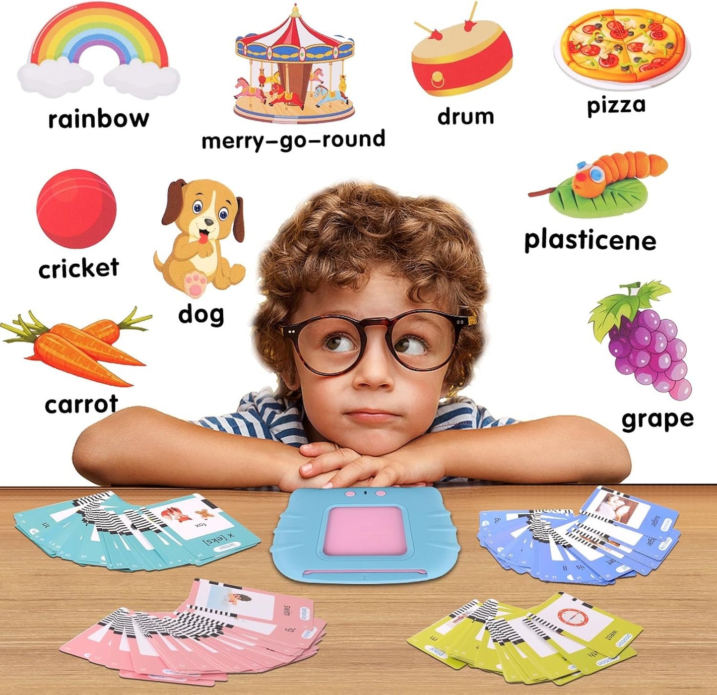 Montessori Toys Flash Cards Learning Toys, Educational Toys Sight Cards for Toddlers, Learning Toys for Boys and Girls Word Card with Reading Function for Children