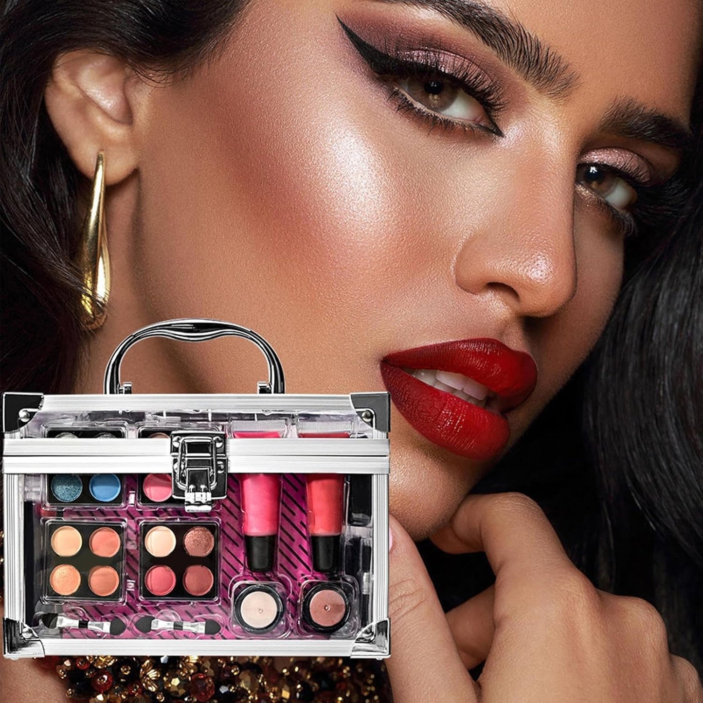 Beginner Makeup Kit per adulti, set completo per donne, strumenti professionali per la bellezza, accessori per il viso, inclusi cosmetici bag, Essential Makeup for New Users, Daily Routine