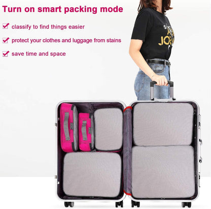 G4Free 3/6/7pcs Packing Cubes Suitcase Organizer Bag Folding Clothes Bag Shoe Storage Cubes Packing Cubes for Clothing Luggage Travel Set
