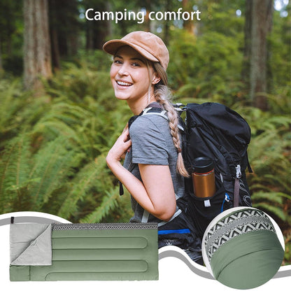 Camping Sleeping Bag, Cold Weather Sleeping Bags for Adults, 3-Season Sleeping Bag, Lightweight Hiking Gear, Waterproof Outdoor Gear, Summer Winter Autumn Camping Must-Haves, Travel Accessories